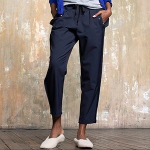 Paskho Sanctuary Cropped Pleated Stretch-Tech Travel Pants Navy Blue Size XXL